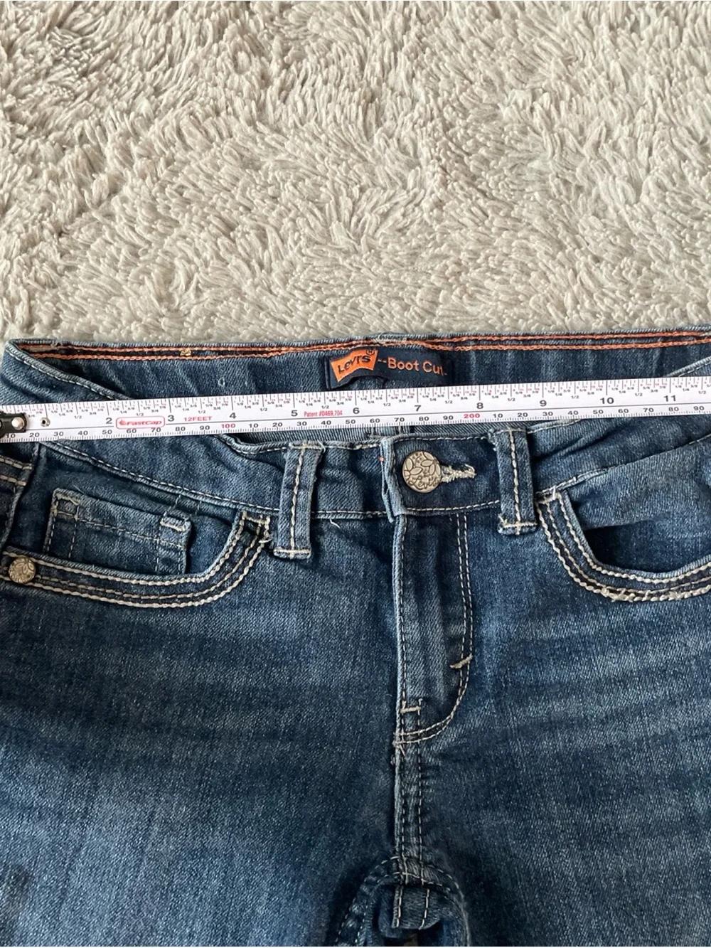 Levi's Boot Cut Dark Wash Girls Sz 10R Adjustable Waist Flap Pockets Flare